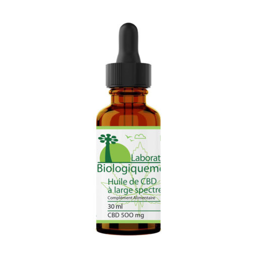 Huile de cannabidiol CBD 500 mg à large spectre 30 ml laboratoire Biologiquement Baomix